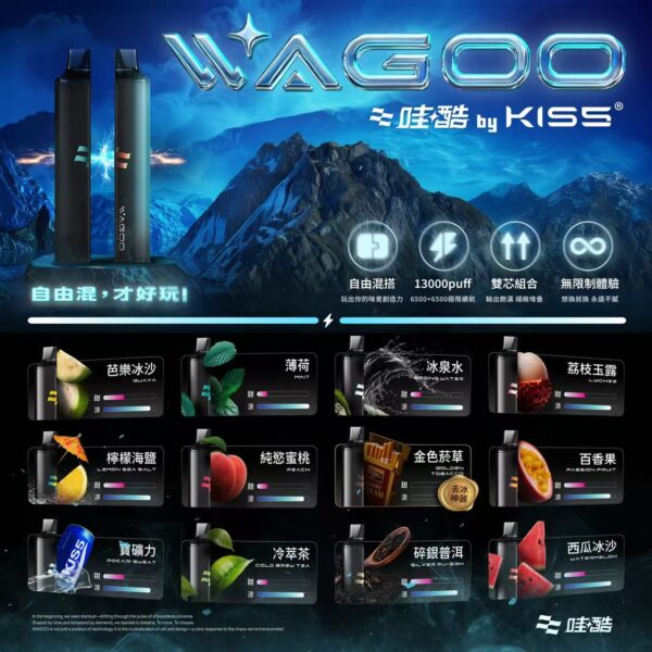💗哇酷 KIS5的高端品牌❣️ WAGOO 6500口新品！🌈KIS5 爆款家族新成員🔥 口感自由混更爽❤️ 限時滿10送1！